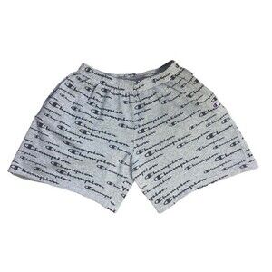 Champion Men’s Grey All Over Print Logo Sweat Shorts